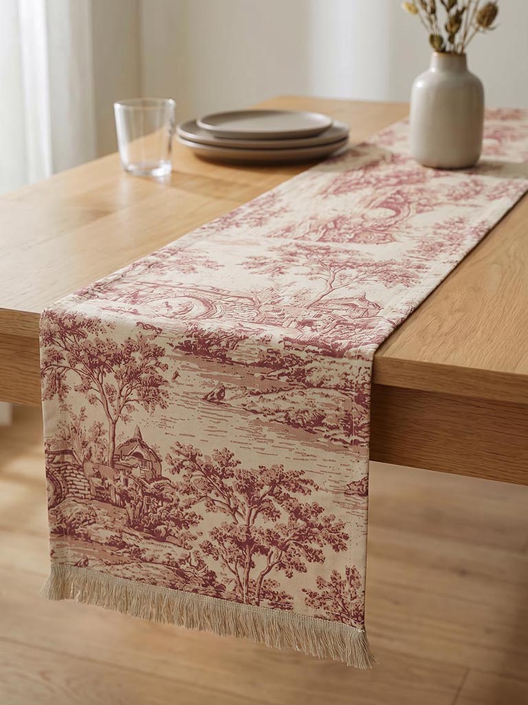 Westside Home Red Toile Printed Table Runner