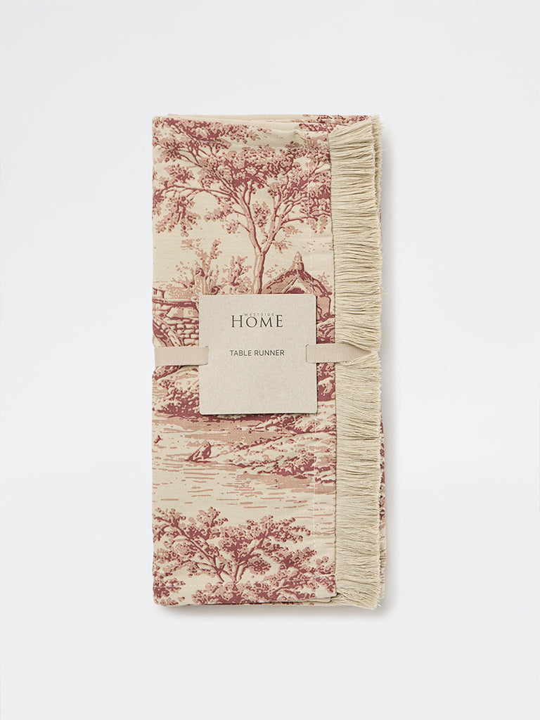 Westside Home Red Toile Printed Table Runner