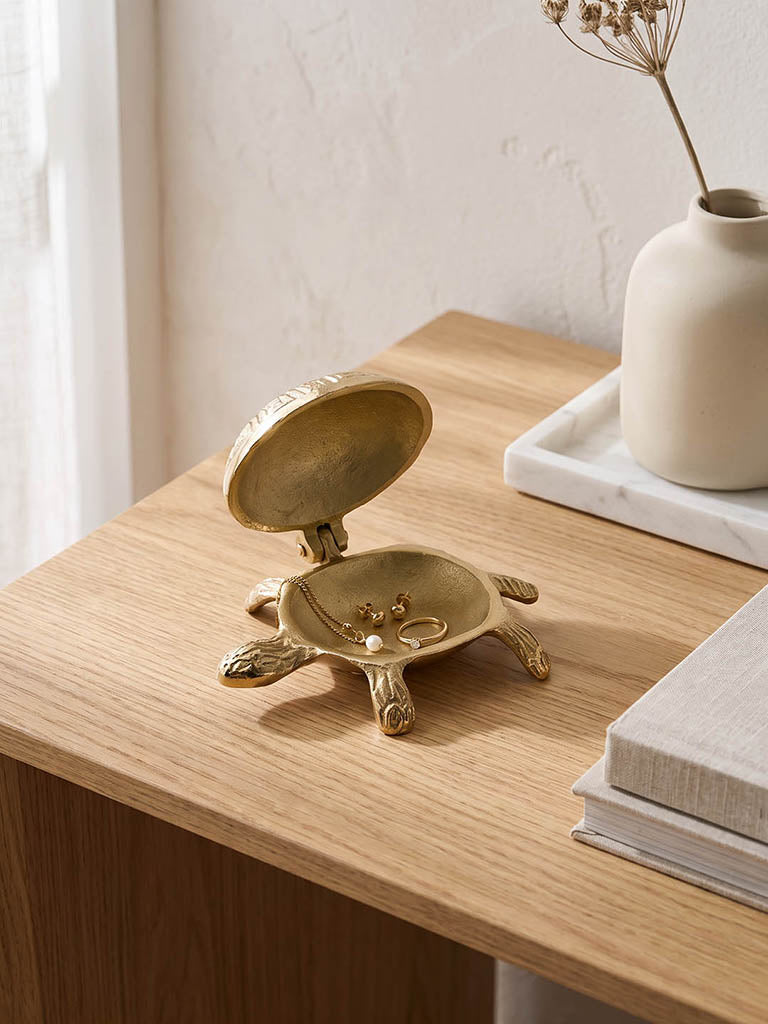 Westside Home Gold Turtle Metallic Trinket Box