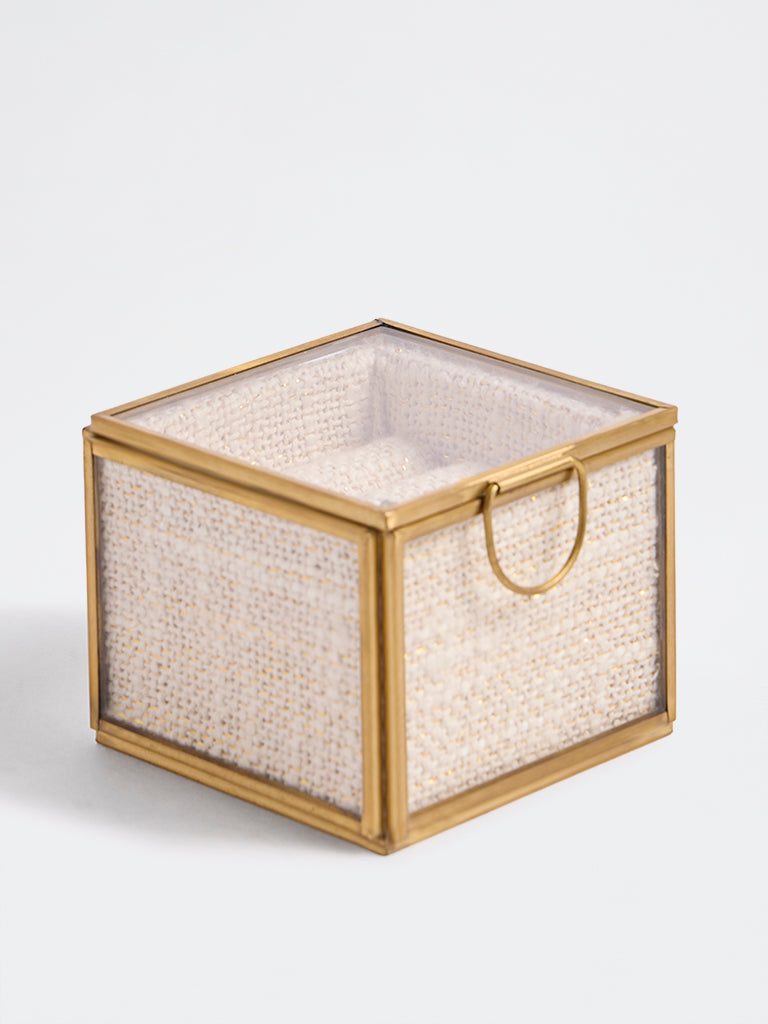 Westside Home Ivory Boucle Design Glass Jewellery Box