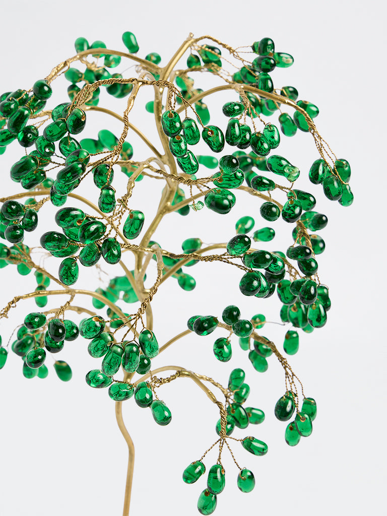 Westside Home Green Beaded Tree on Marble Stand