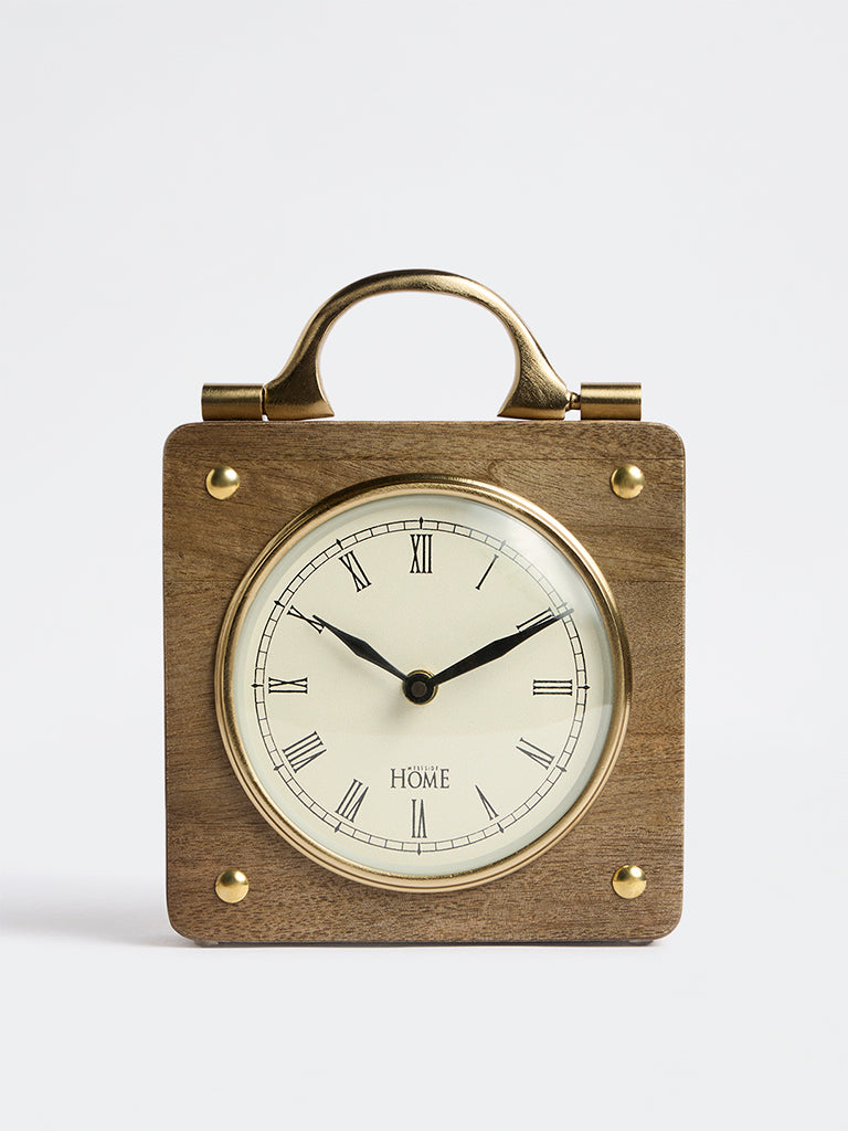 Westside Home Brown Wooden Square Clock