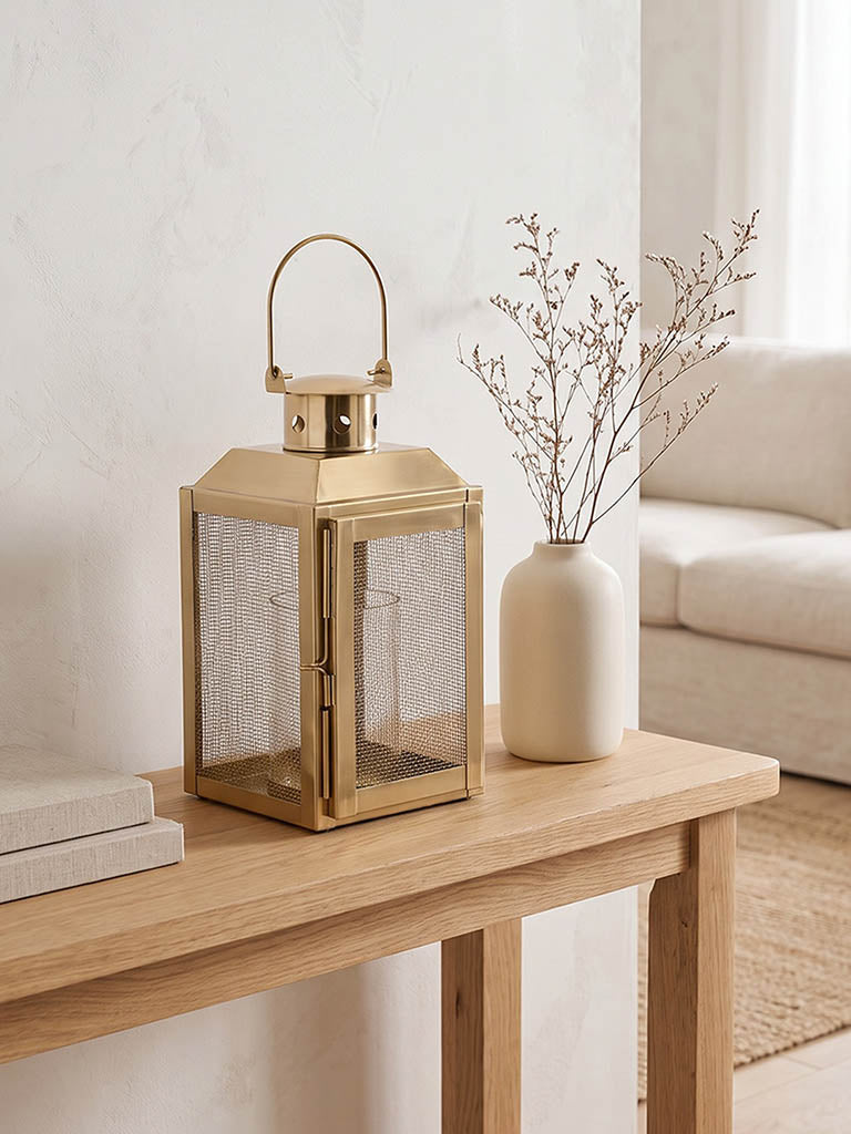 Westside Home Gold Metal Mesh Lantern