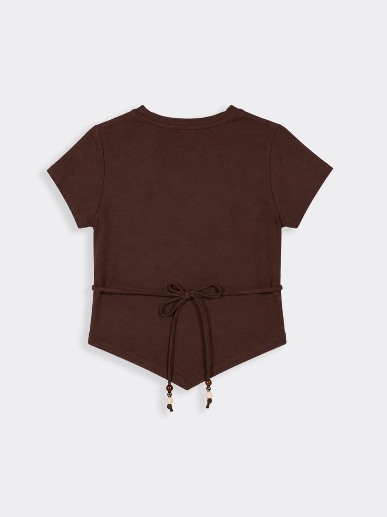 Nuon Brown Text Printed Cotton T-Shirt