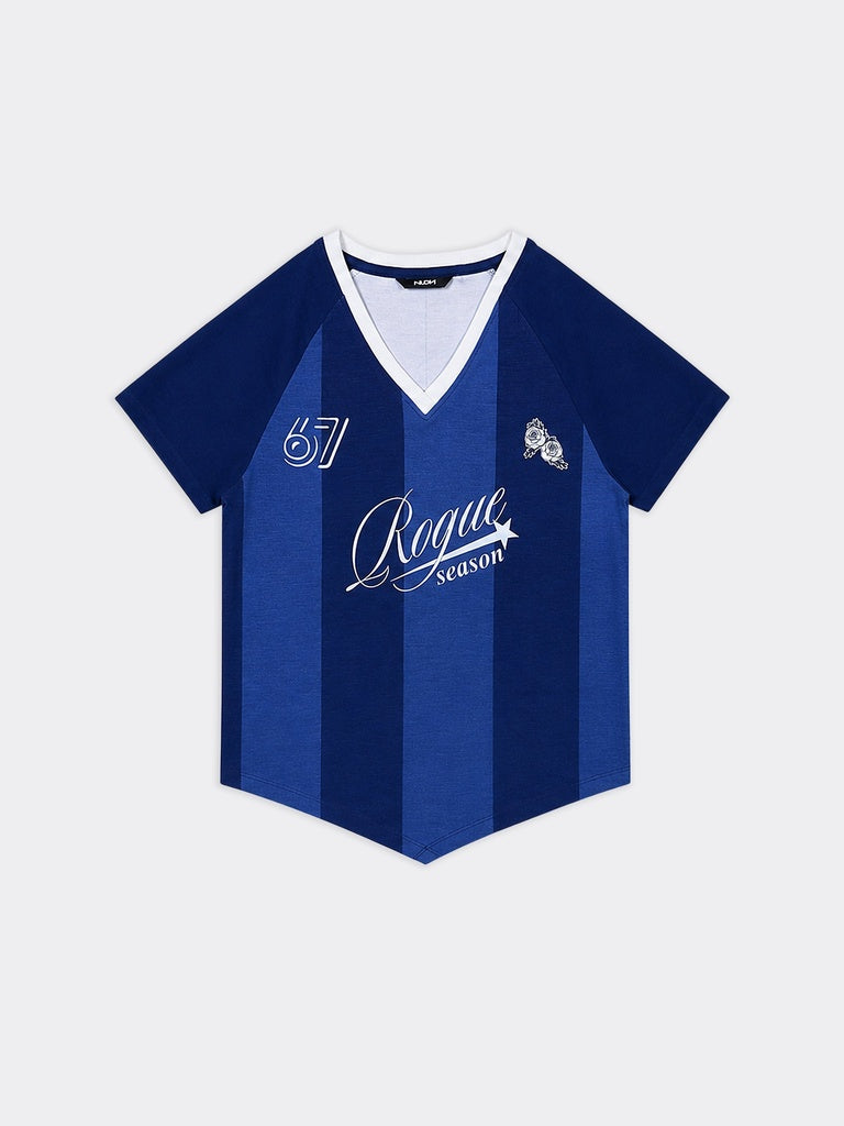 Nuon Blue Text Printed Cotton T-Shirt