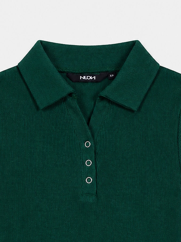 Nuon Green Ribbed Cotton-Blend T-Shirt
