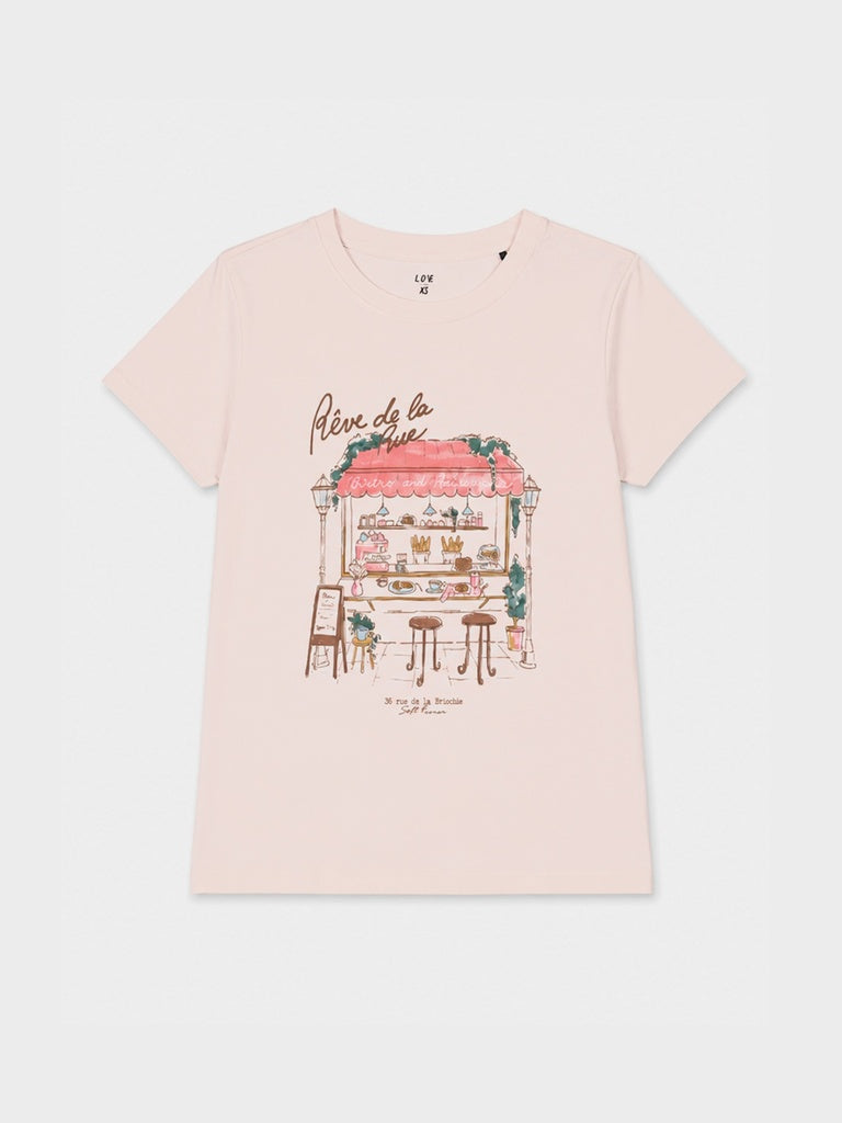 LOV Light Pink Printed Cotton T-Shirt