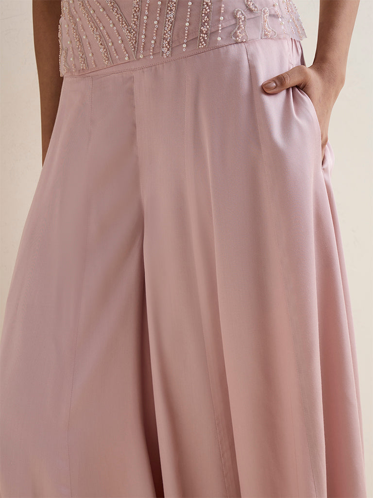 Vark Blush Pink Solid Palazzos