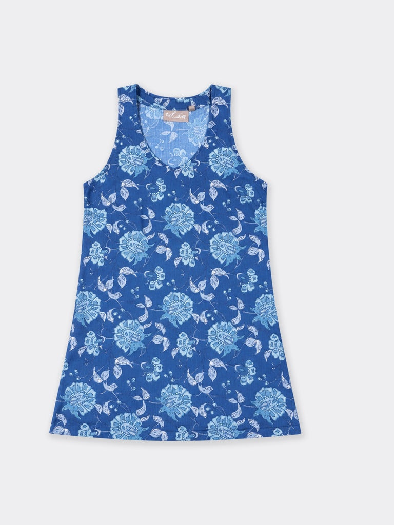 Utsa Indigo Floral Printed Cotton Tunic