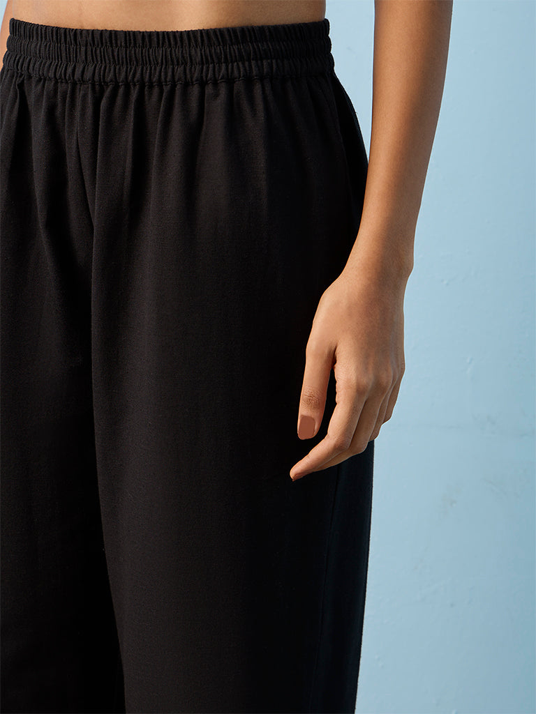 Utsa Black Cotton Pants
