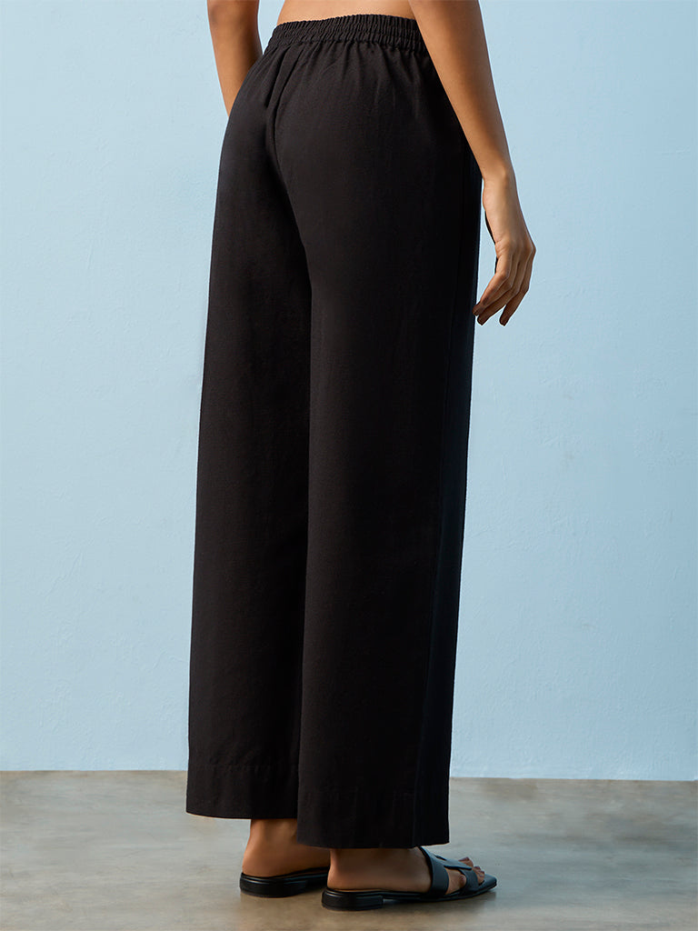 Utsa Black Cotton Pants
