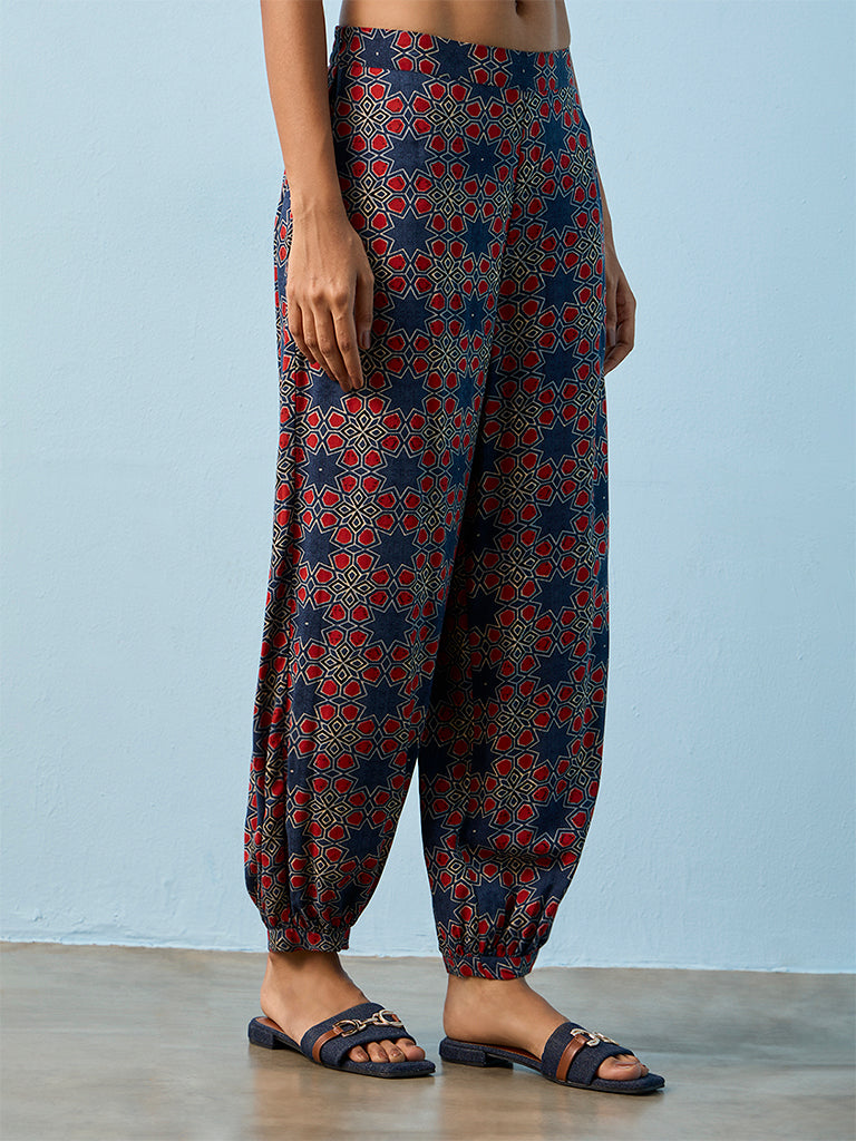 Utsa Indigo Printed Cotton Pants