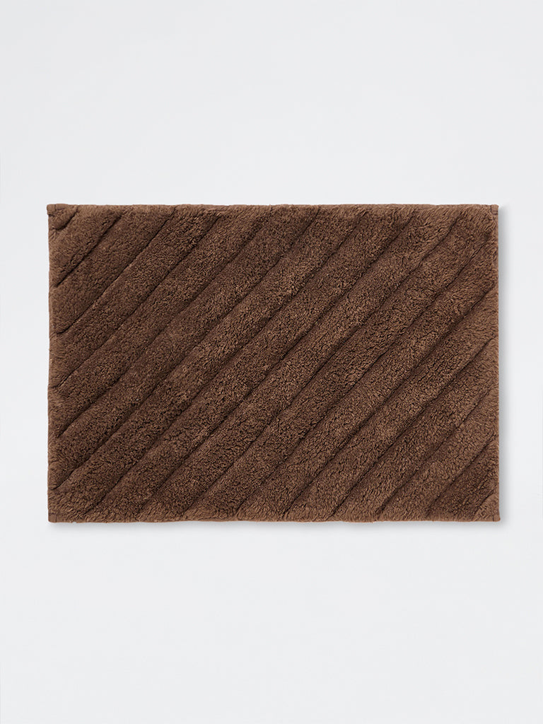 Westside Home Brown Diagonal Striped Bath Mat