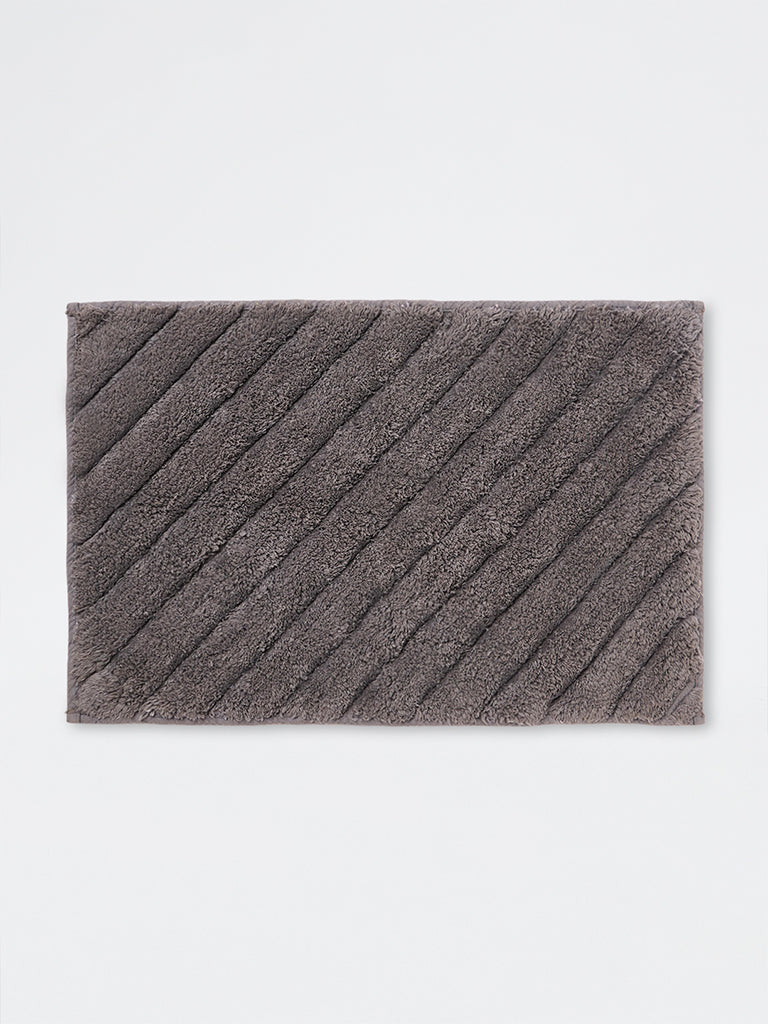 Westside Home Charcoal Diagonal Striped Bath Mat