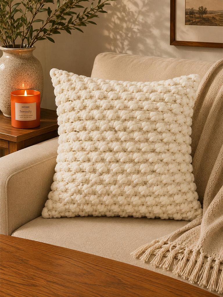 Westside Home Off-White Popcorn Textured Cushion Cover