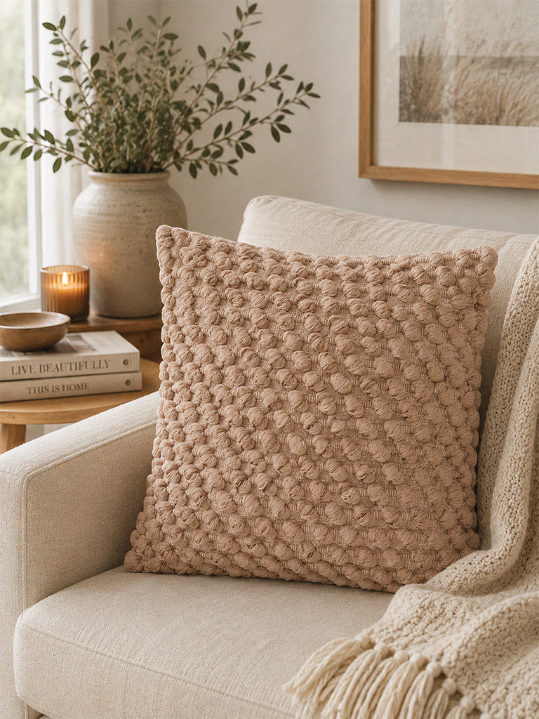 Westside Home Peach Popcorn Textured Cushion Cover