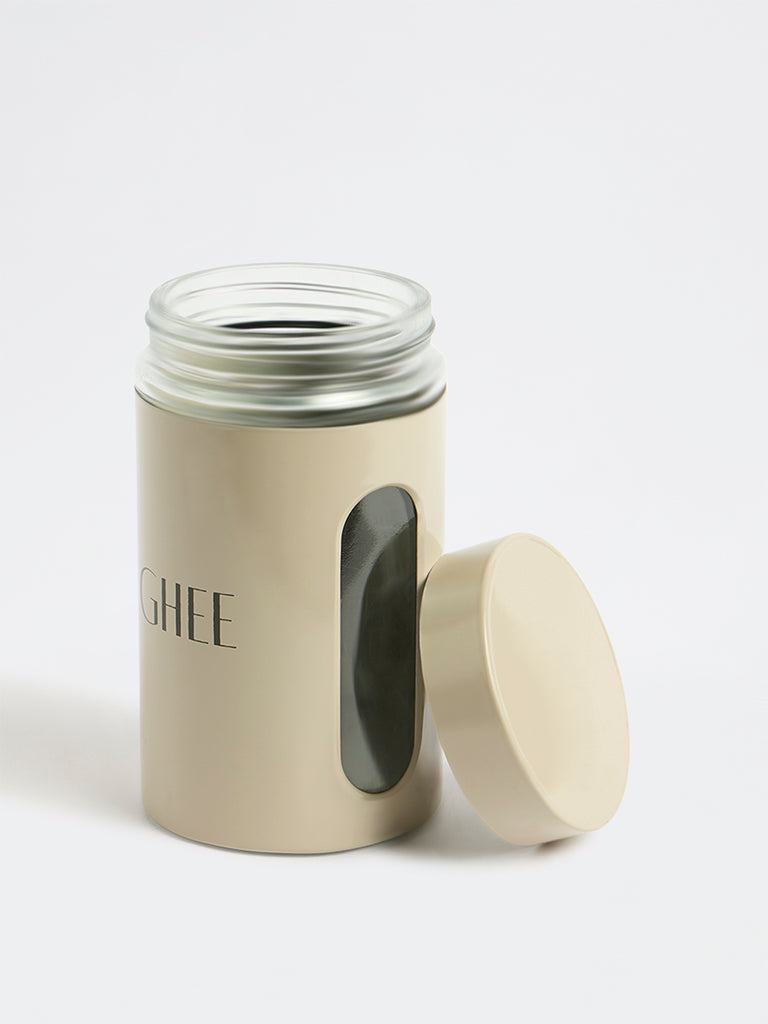 Westside Home Light Beige Ghee Glass Container with Lid