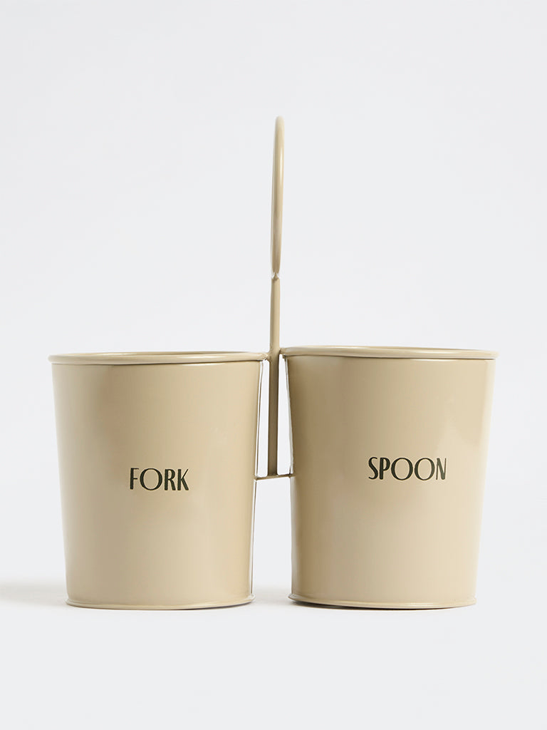 Westside Home Light Beige Fork and Spoon Cutlery Holder