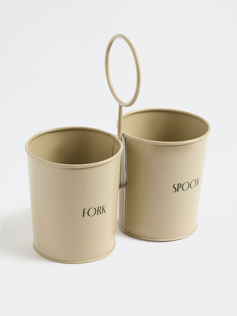 Westside Home Light Beige Fork and Spoon Cutlery Holder
