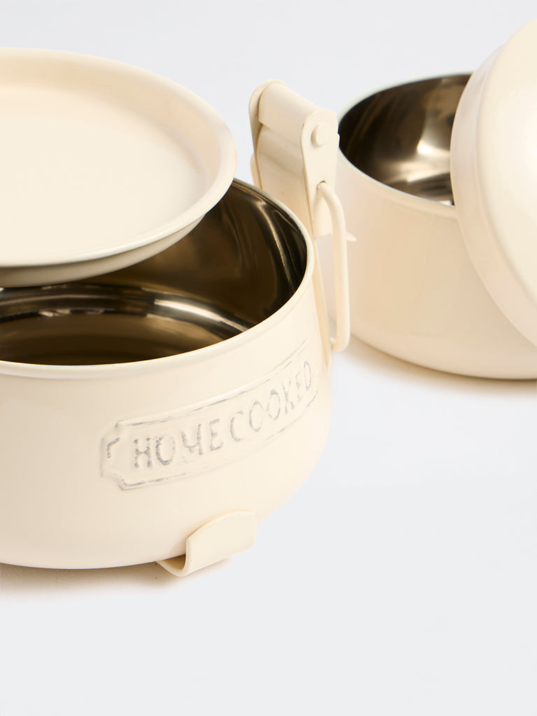Westside Home Ivory Victorian Style Two-Tier Lunch Box