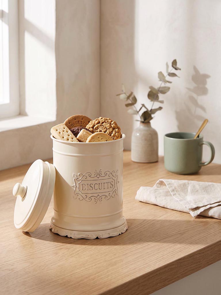 Westside Home Ivory Victorian Style Biscuit Jar with Lid