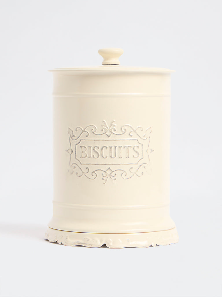 Westside Home Ivory Victorian Style Biscuit Jar with Lid