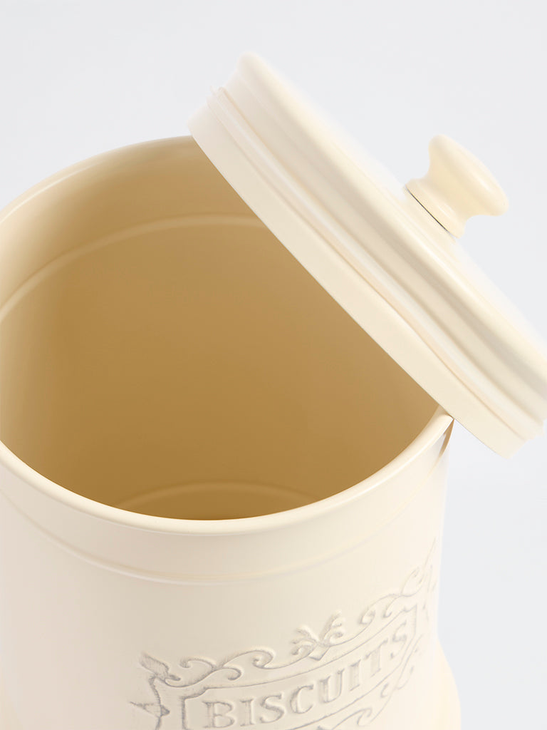 Westside Home Ivory Victorian Style Biscuit Jar with Lid