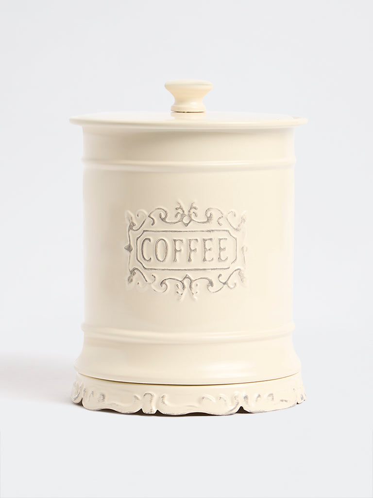 Westside Home Ivory Victorian Style Coffee Jar with Lid