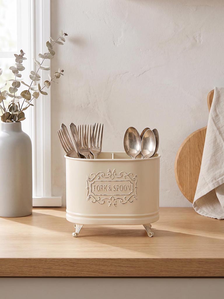 Westside Home Ivory Victorian Style Cutlery Holder