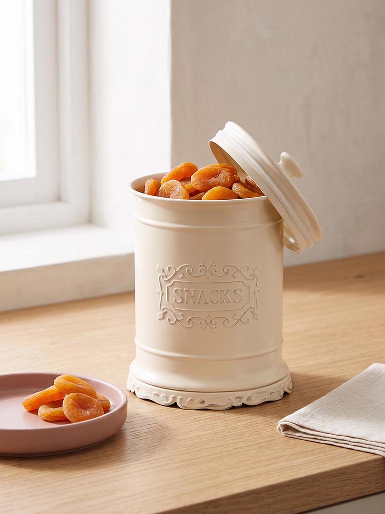 Westside Home Ivory Victorian Style Snacks Jar with Lid