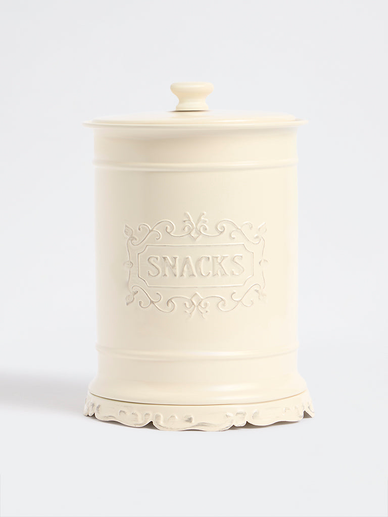Westside Home Ivory Victorian Style Snacks Jar with Lid