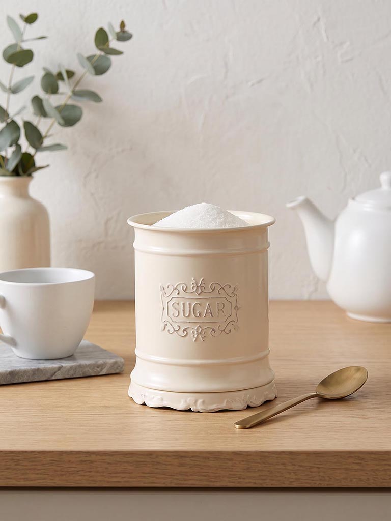 Westside Home Ivory Victorian Style Sugar Jar with Lid