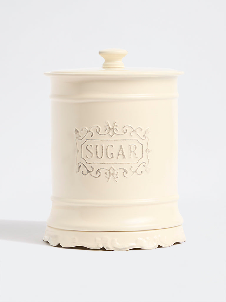 Westside Home Ivory Victorian Style Sugar Jar with Lid