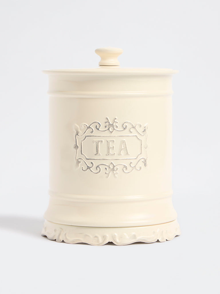 Westside Home Ivory Victorian Style Tea Jar with Lid
