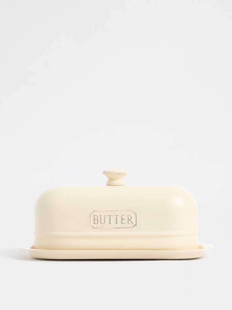 Westside Home Ivory Victorian Style Butter Dish with Lid