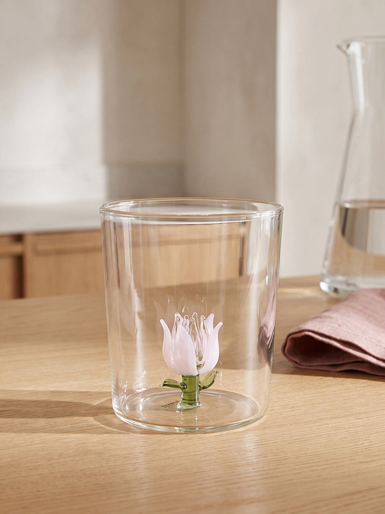 Westside Home Lotus-Detail Clear Water Glass