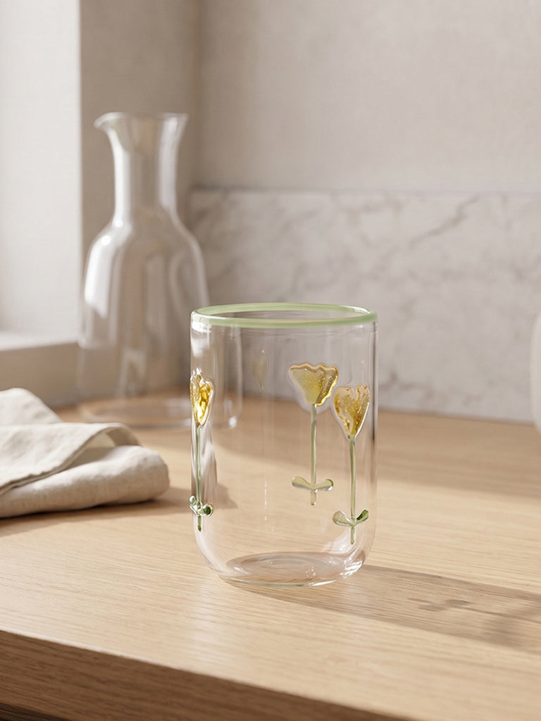 Westside Home Tulip Design Clear Water Glass