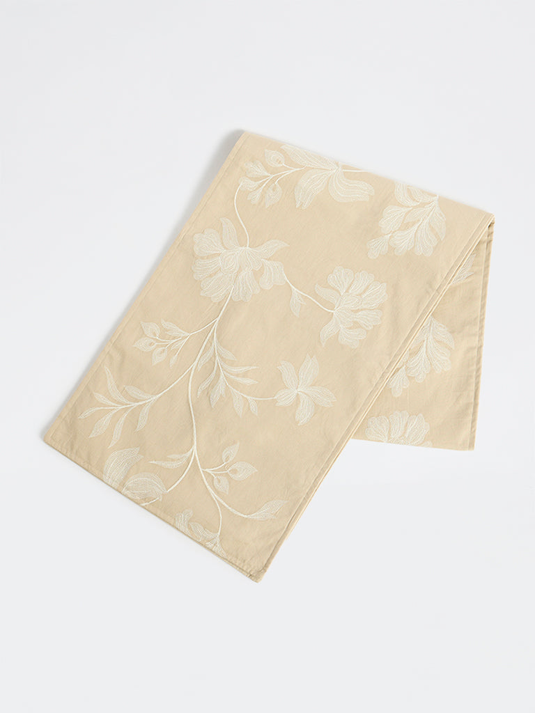 Westside Home Cream Floral Embroidered Table Runner