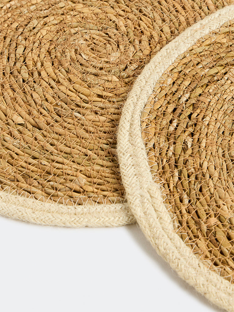 Westside Home Beige Woven Textured Jute Placemats - Set of 2