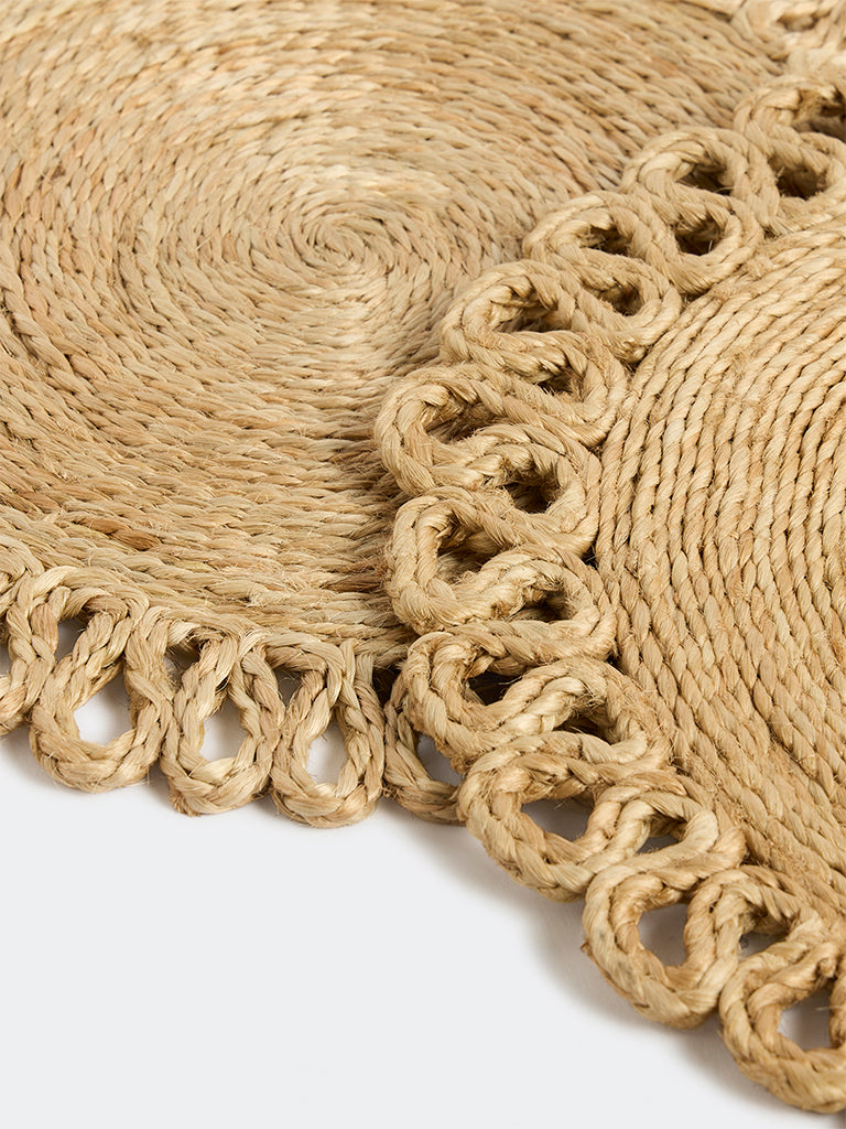 Westside Home Beige Loop-Detailed Jute Placemats - Set of 2