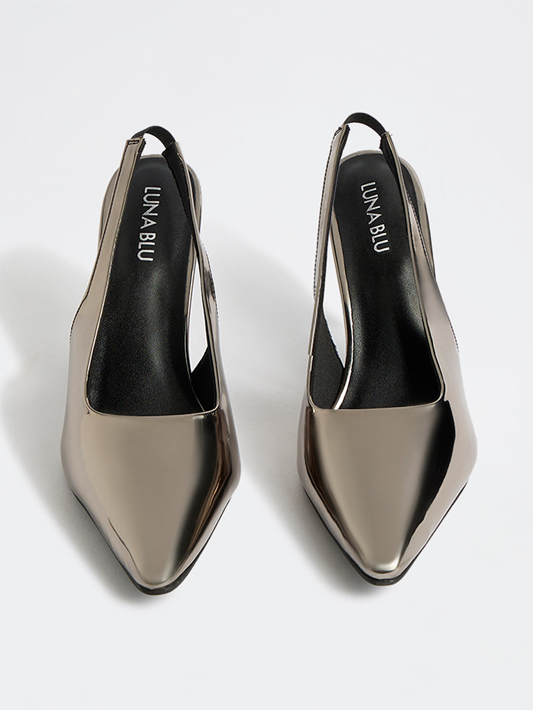 LUNA BLU Silver Slingback Stiletto Heel Shoes
