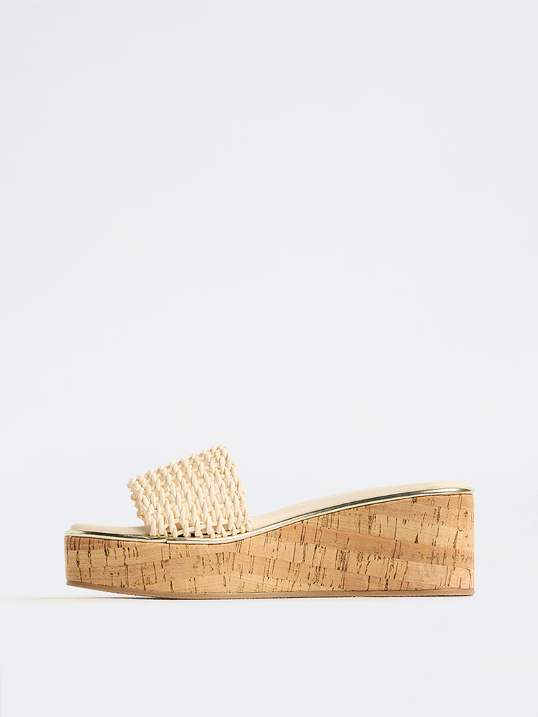 LUNA BLU Ivory Wedge Heel Sandals