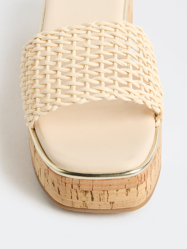 LUNA BLU Ivory Wedge Heel Sandals