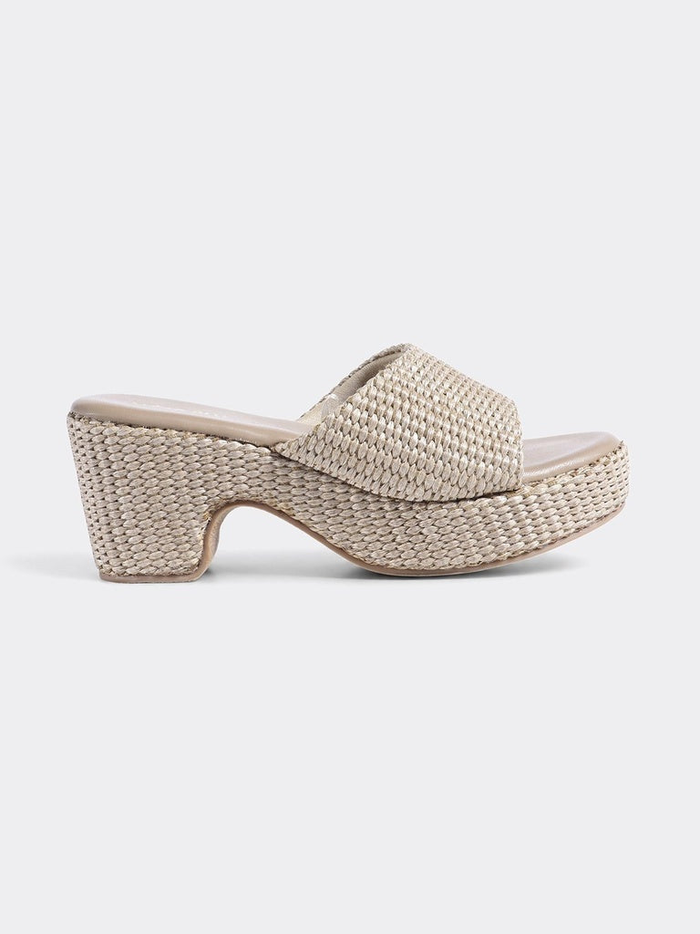 LUNA BLU Taupe Slip-On Mule Sandals