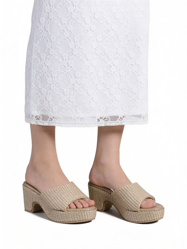 LUNA BLU Taupe Slip-On Mule Sandals