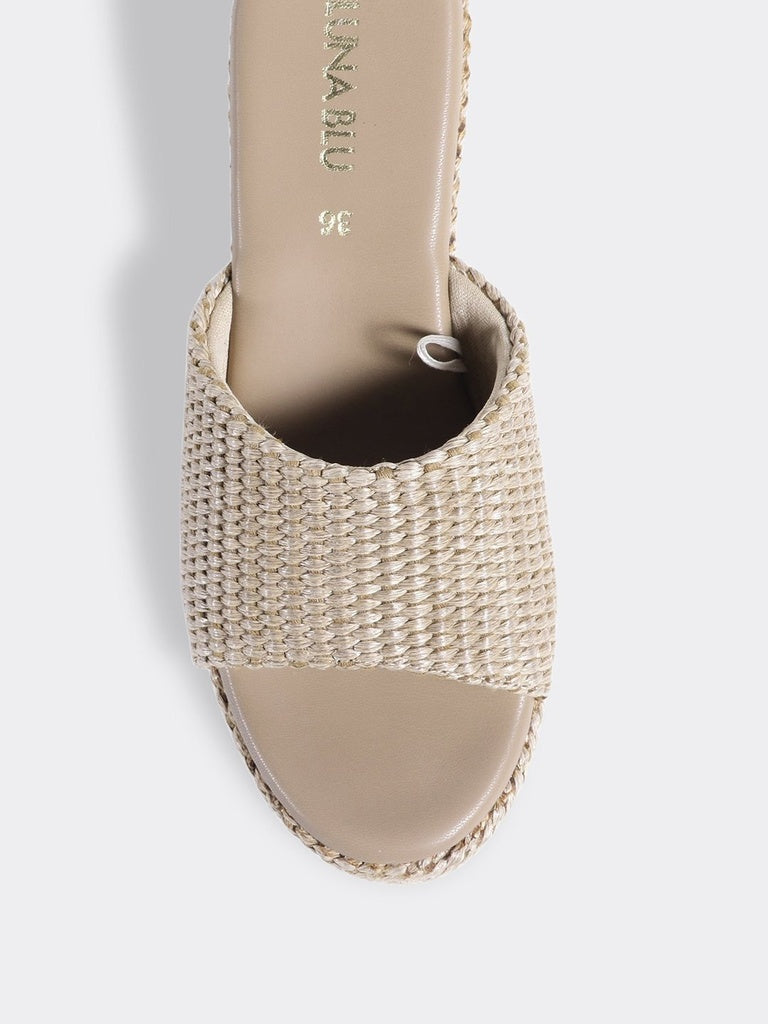 LUNA BLU Taupe Slip-On Mule Sandals