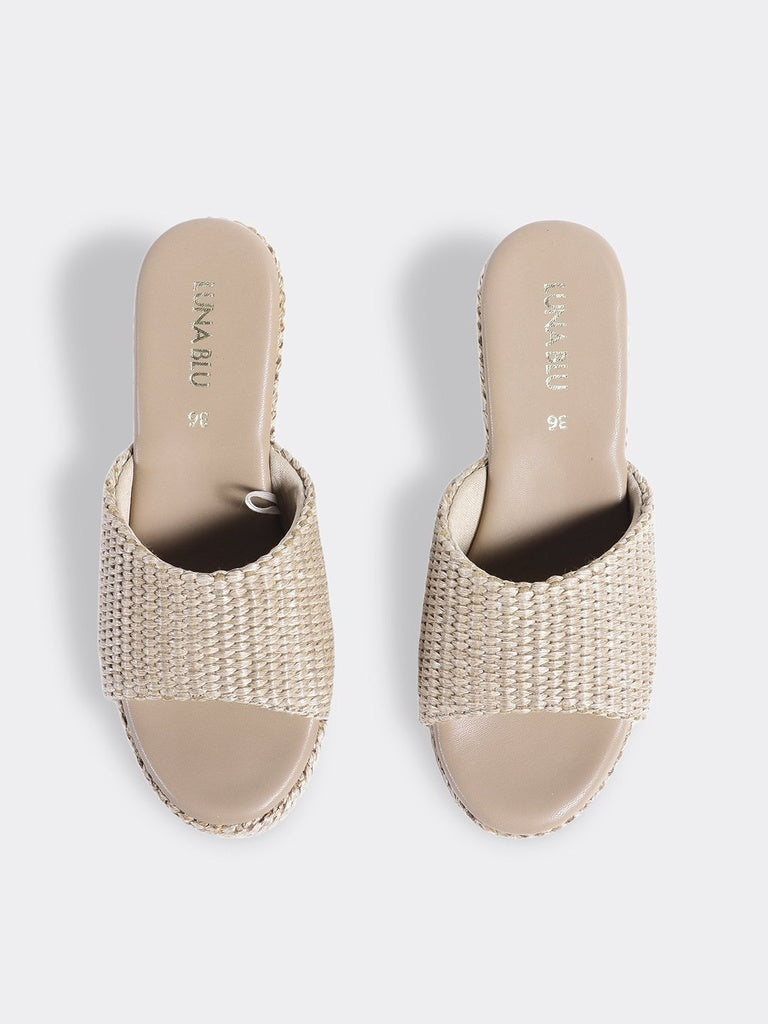 LUNA BLU Taupe Slip-On Mule Sandals