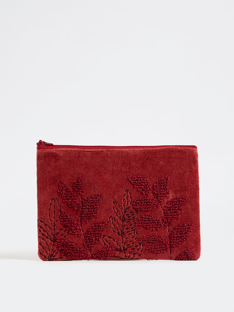 Westside Home Red Botanical Embossed Pouch