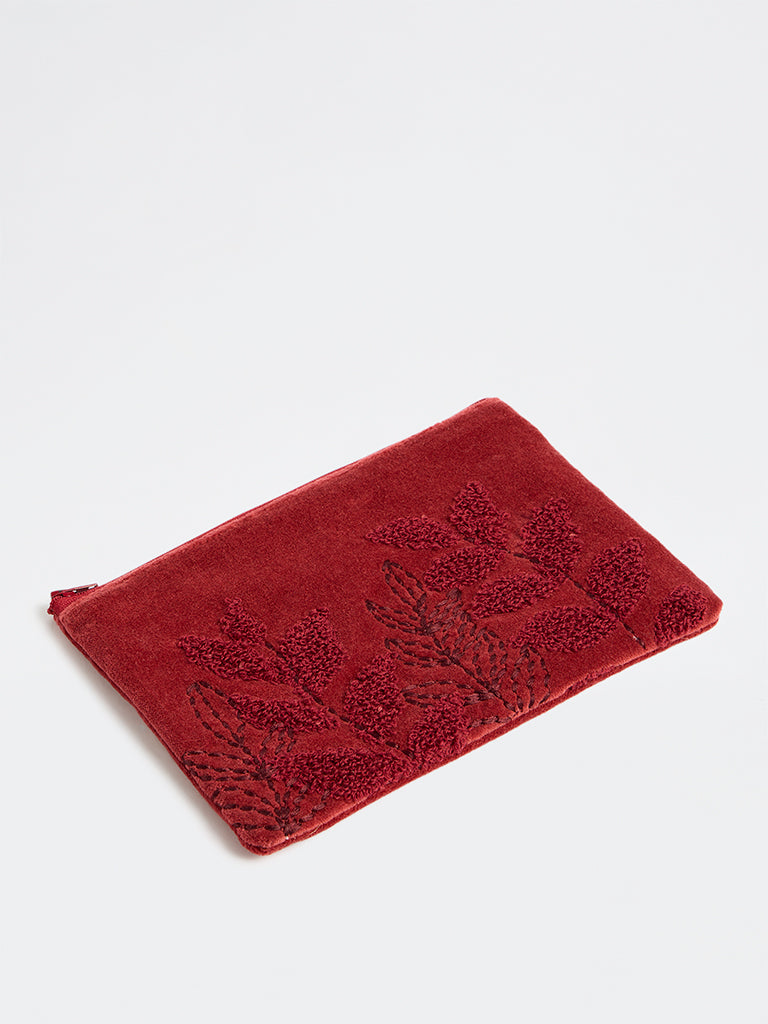 Westside Home Red Botanical Embossed Pouch