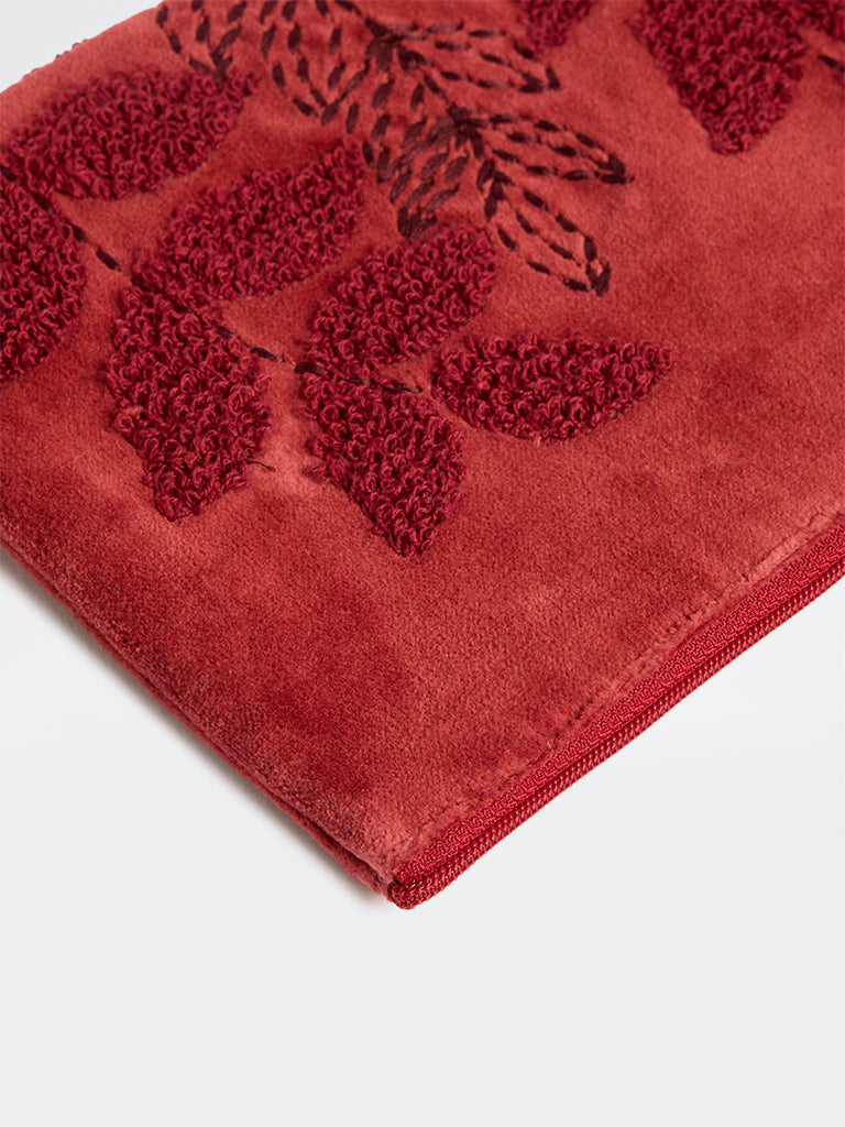 Westside Home Red Botanical Embossed Pouch